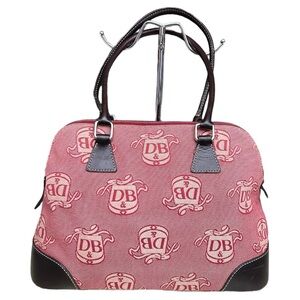 Dooney & Bourke Dongale Crest Domed Satchel Red With Brown Leather Trim